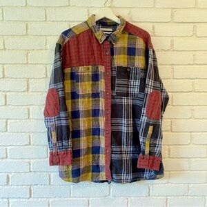 Urban Outfitters Corey Spliced Flannel Button Down Shirt Oversized Size Large